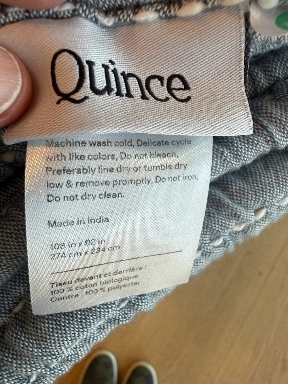 NWT Quince Organic Cotton Channel Stitch Coverlet Set – Blue??? – King/Cal King